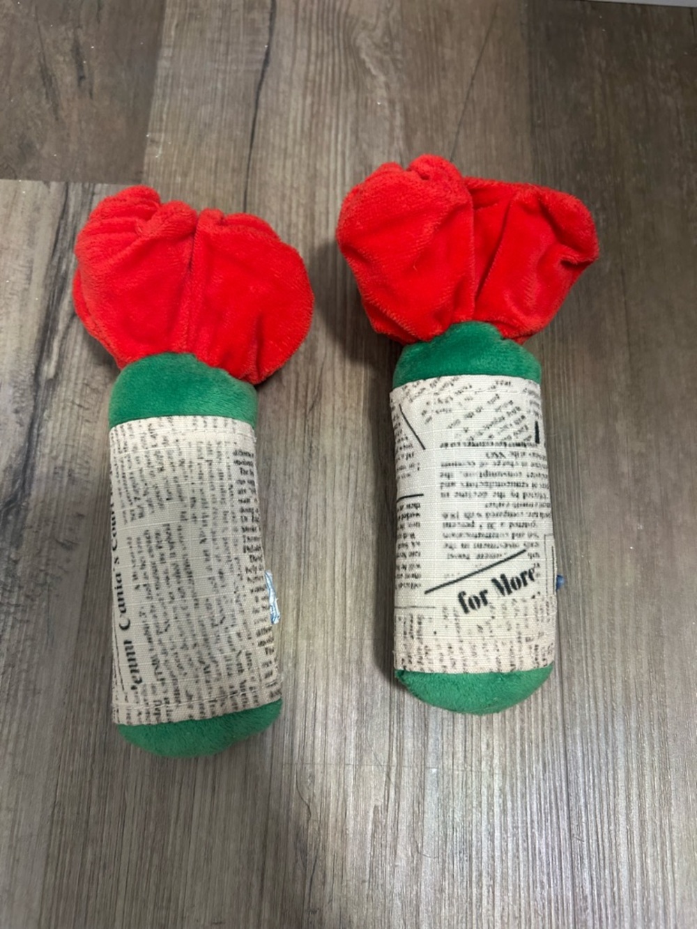 Red & Green Plush Toy Pair